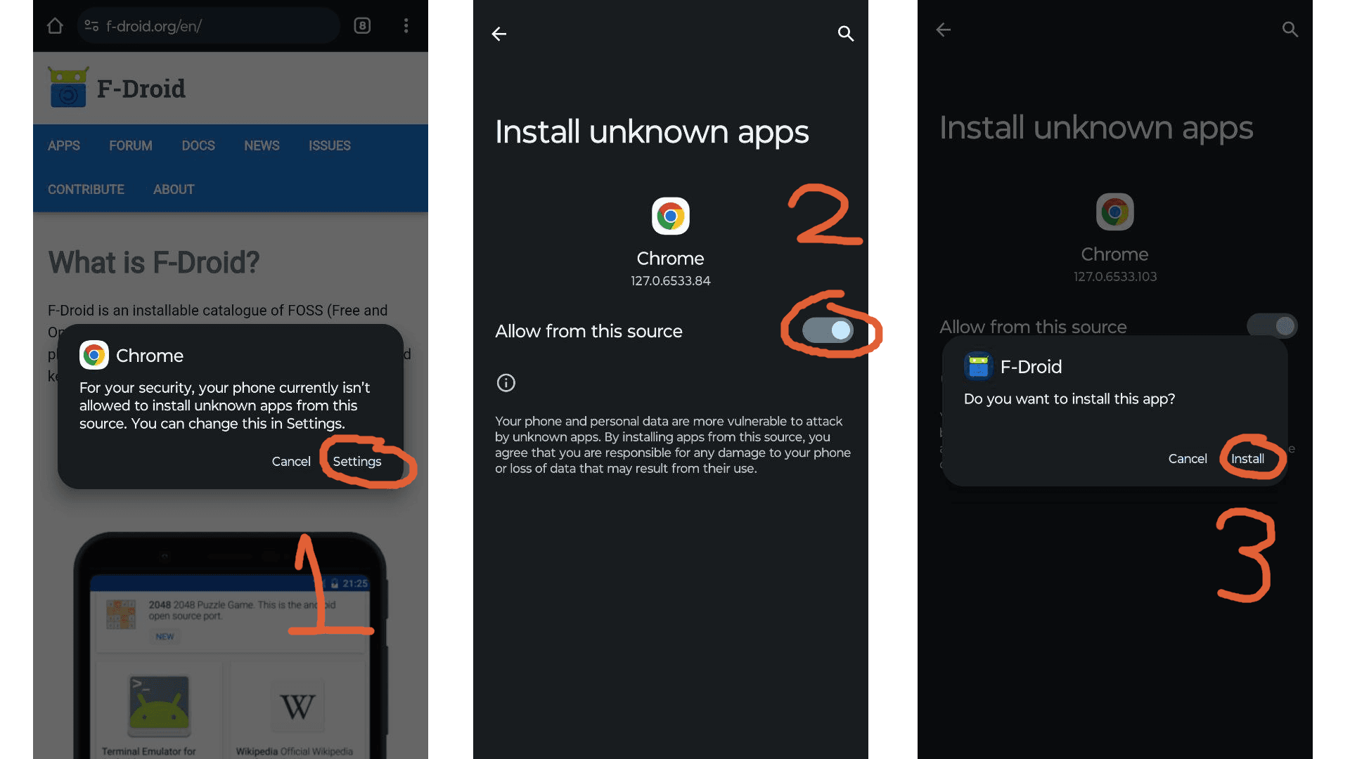 Allow your browser to install unkown apps