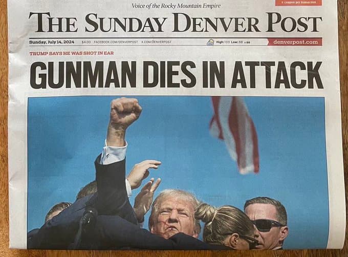 Denver Post Headline: Gunman Dies In Attack